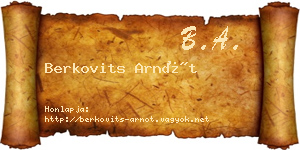 Berkovits Arnót névjegykártya